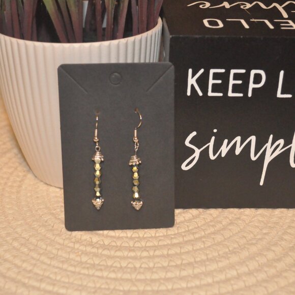 Elegant Iridescent Beaded Drop Earrings - Picture 3 of 5